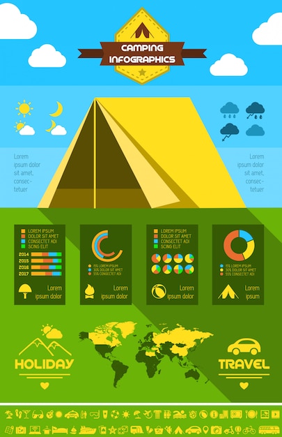 캠핑 Infographic 템플릿입니다.