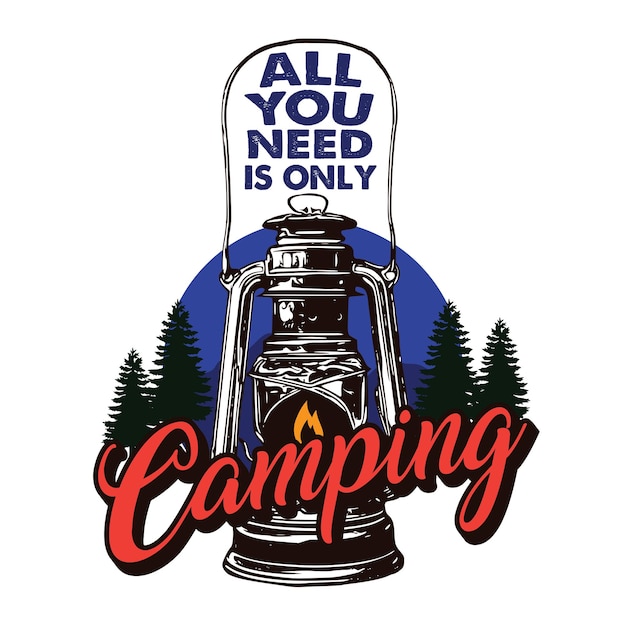 Vector camping lamp adventure vector illustration perfect for t shirt design