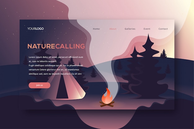 Camping landing page