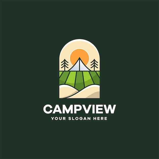 Camping landschap logo vector