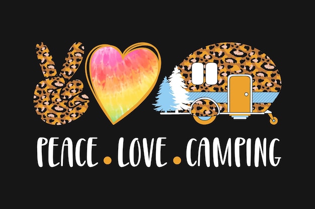 Vector camping leopard print t-shirt