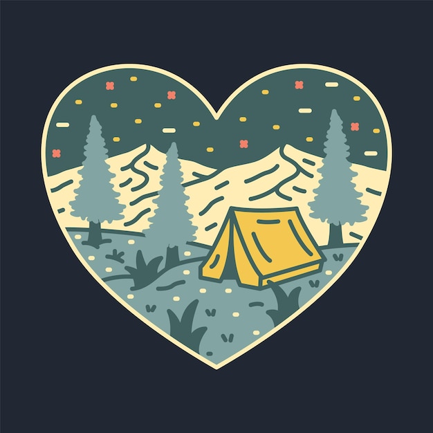 Camping liefde grafische illustratie vector kunst tshirt ontwerp