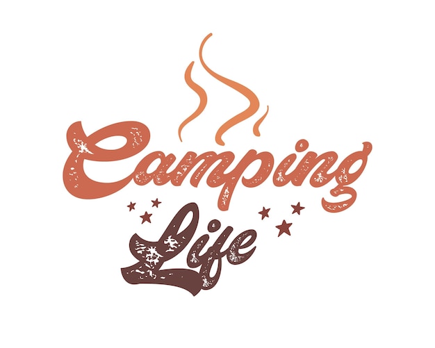 Camping Life цитата ретро логотип типография сублимация SVG на белом фоне