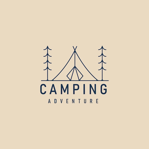 Camping line art logo icon and symbol vector illustration design