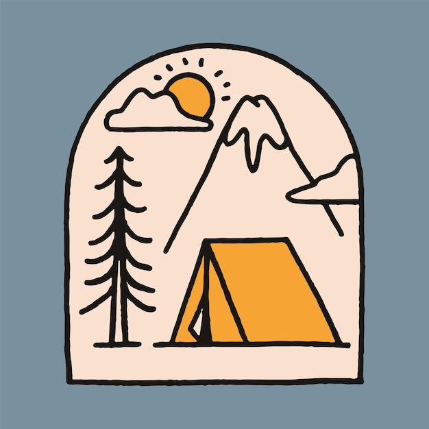 Camping line graphic illustration vector art tshirt design