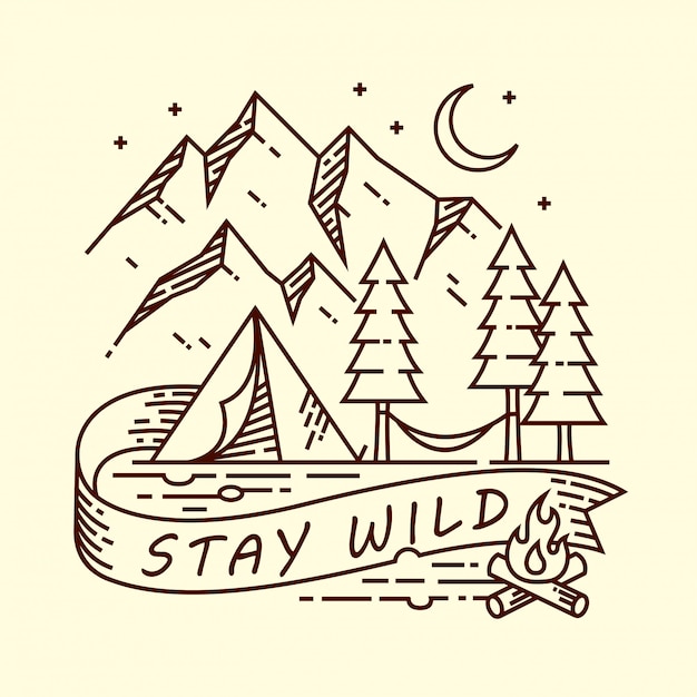 Camping line illustration