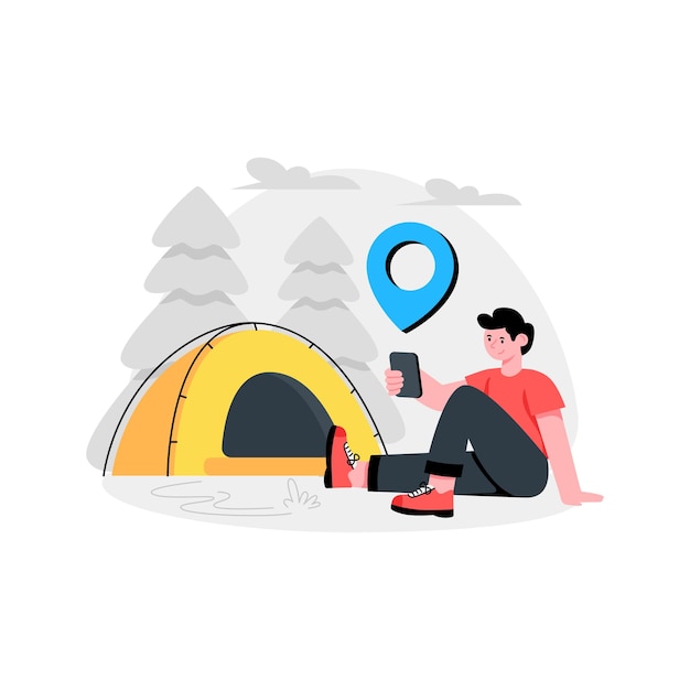 Camping Location abstracte concept vector in een platte stijl voorraad illustratie
