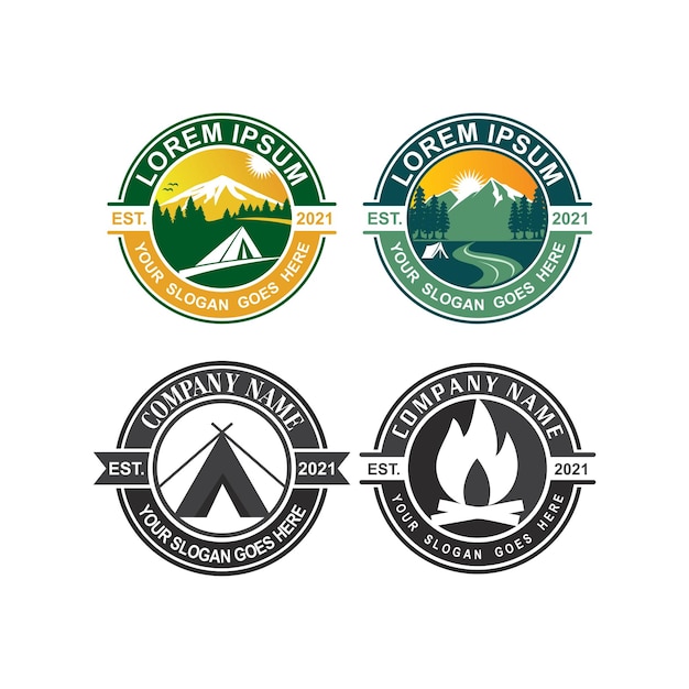 Vettore logo campeggio avventura logo vettoriale