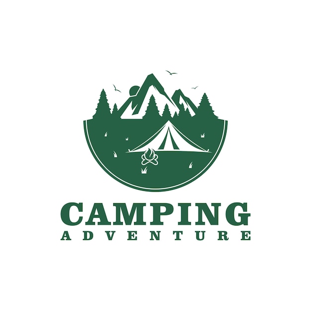 캠핑 로고 디자인 템플릿 캠핑 모험 로고 벡터 일러스트