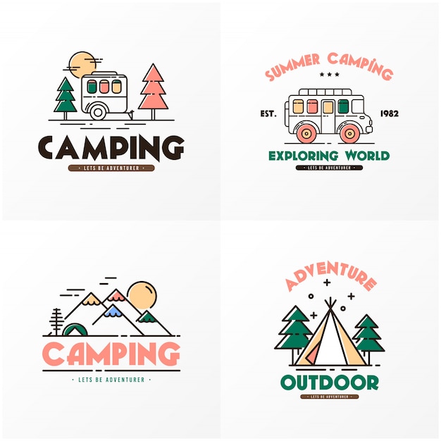 Vettore camping logo design