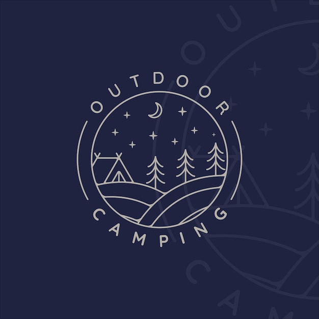 Premium Vector | Camping logo line art simple minimalist vector ...