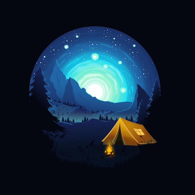 Camping logo ontwerp landschap vectorillustratie