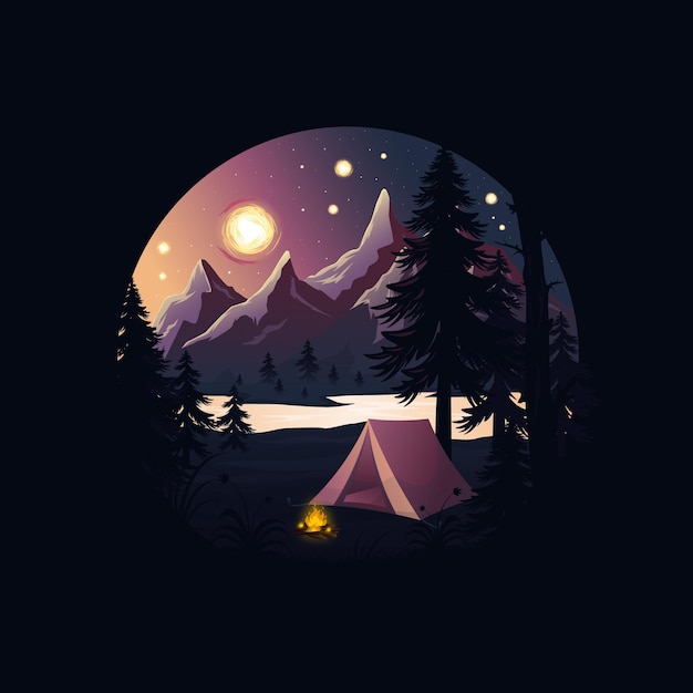 Camping logo ontwerp landschap vectorillustratie