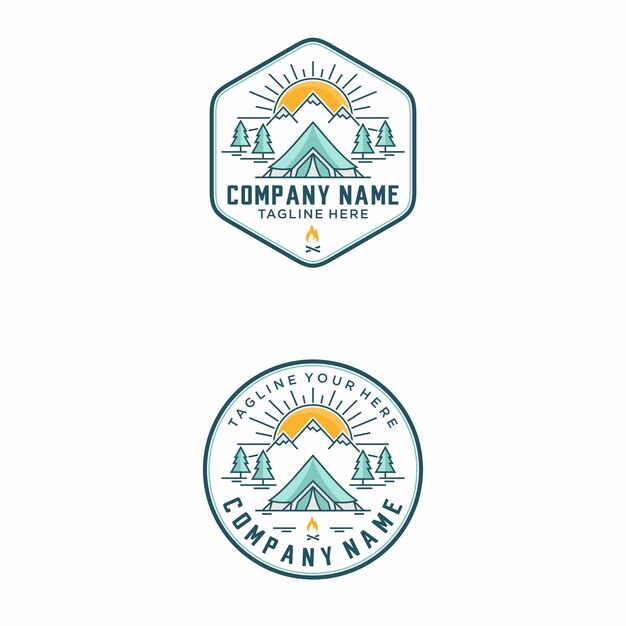 camping logo sjabloon outdoor avontuur vector camping tent verhuur icoon