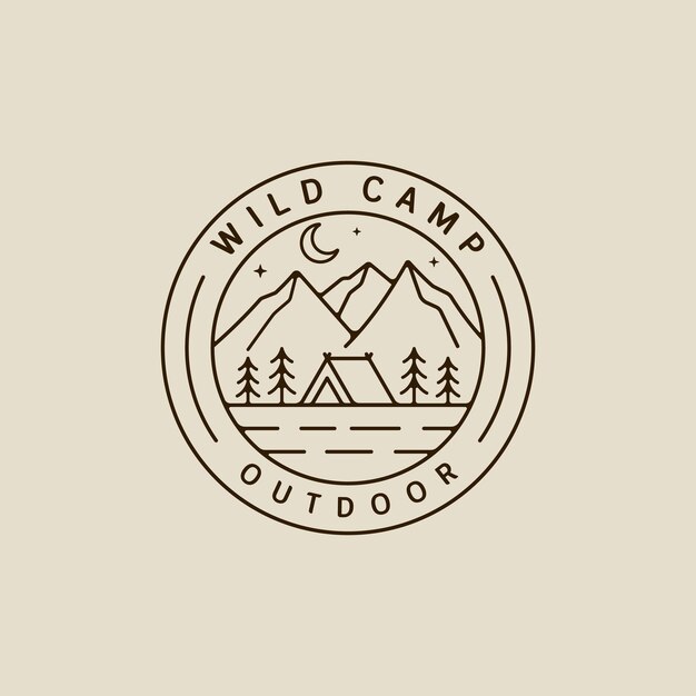 Premium Vector | Camping logo vector line art simple minimalist ...