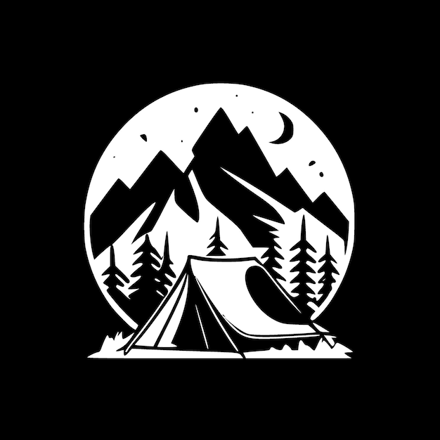 Camping Minimalist en Flat Logo Vector illustratie