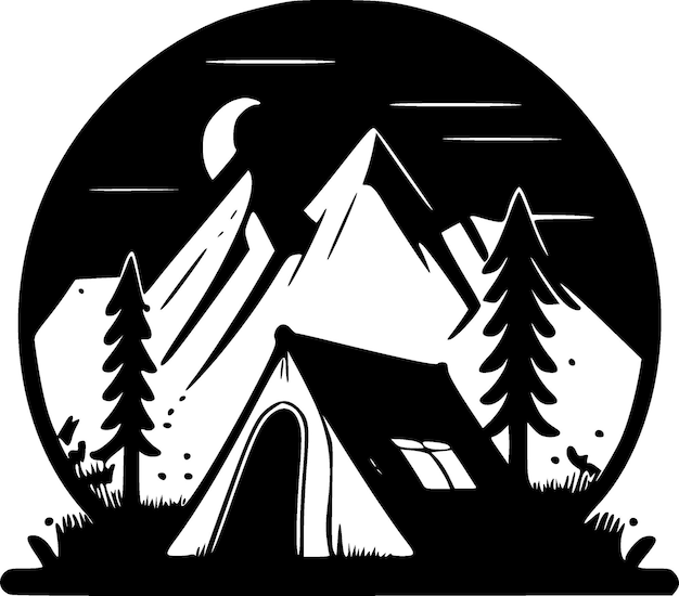 Camping Minimalist en Flat Logo Vector illustratie