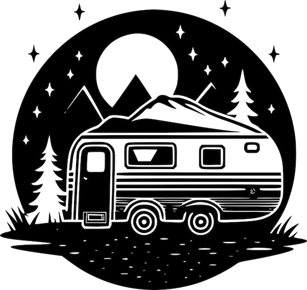 Vector camping minimalist and flat logo vector illustration