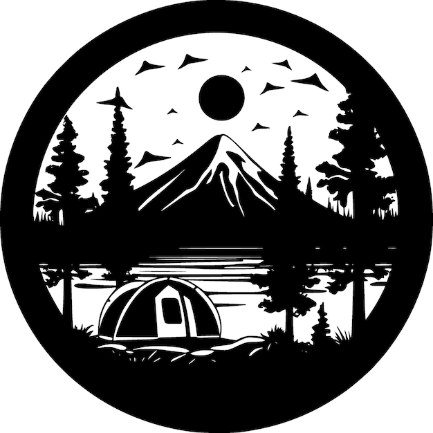 Camping Minimalist and Flat Logo Vector illustration