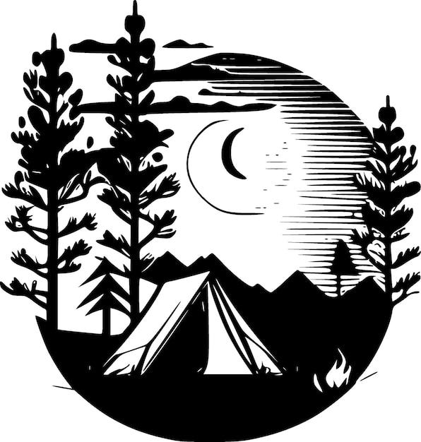 Vector camping minimalist and simple silhouette vector illustration