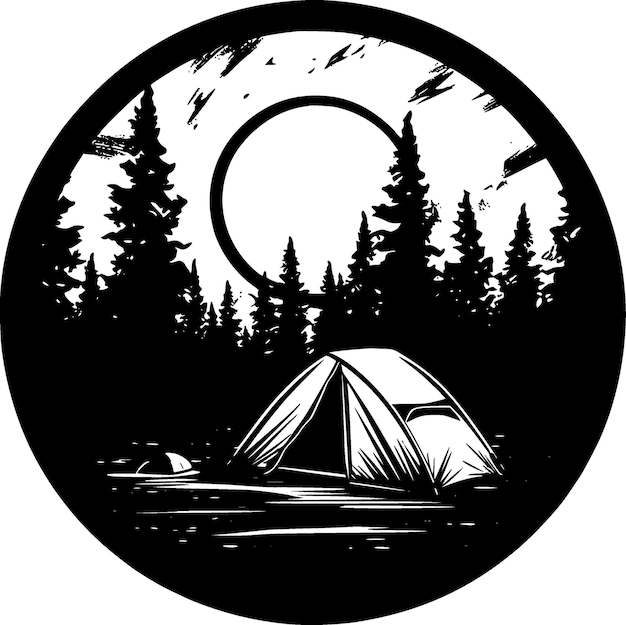 Camping minimalistisch en plat logo vectorillustratie