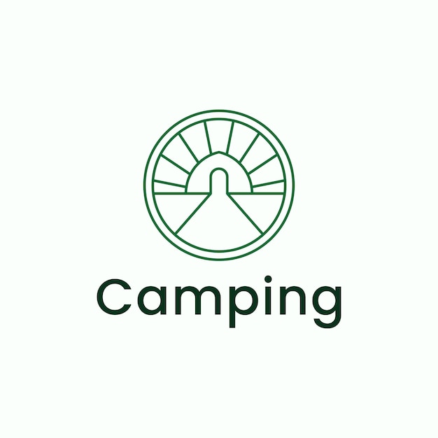 Camping monoline line logo vector