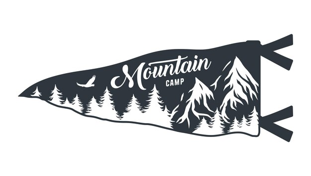 Vector camping mountain emblem for camp outdoor trip