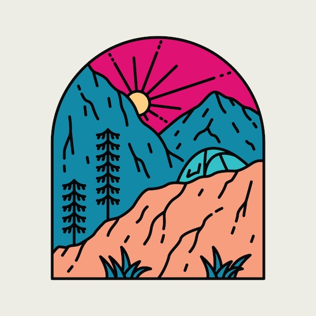 Camping and mountains graphic illustration vector art tshirt design