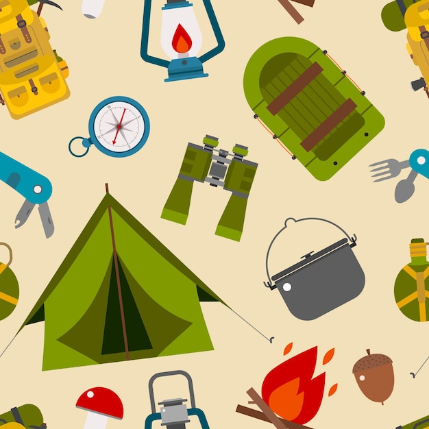 Camping naadloze patroon