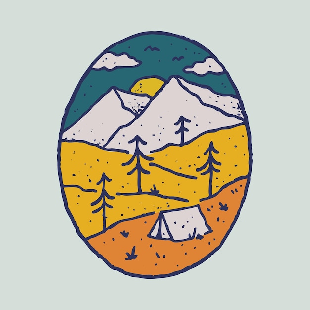 camping nature adventure wild line art