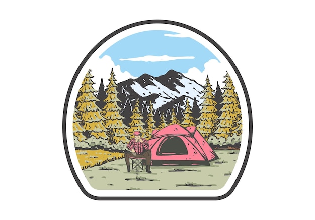 Camping in nature Vintage outdoor illustration design