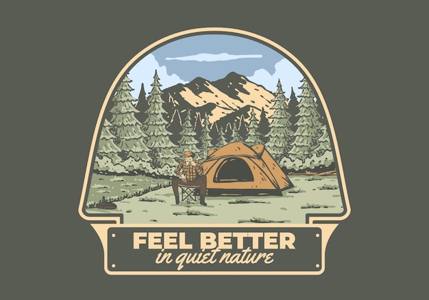 Vector camping in nature vintage outdoor illustration design