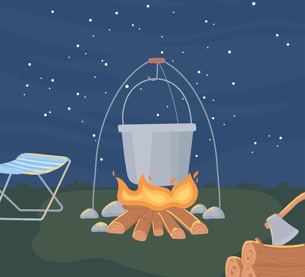 Vector camping night scene