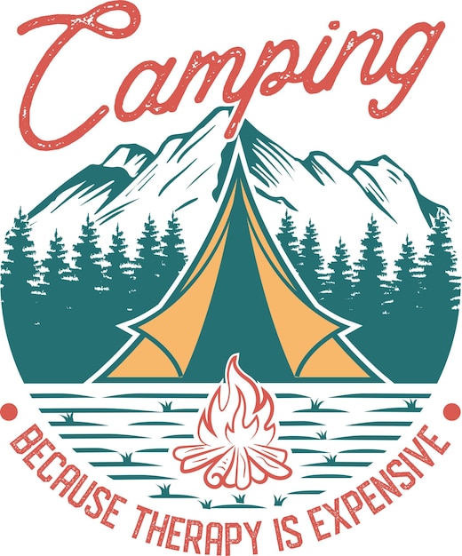 Camping Omdat therapie duur is, Camping T-shirt graphics en merchandise design.