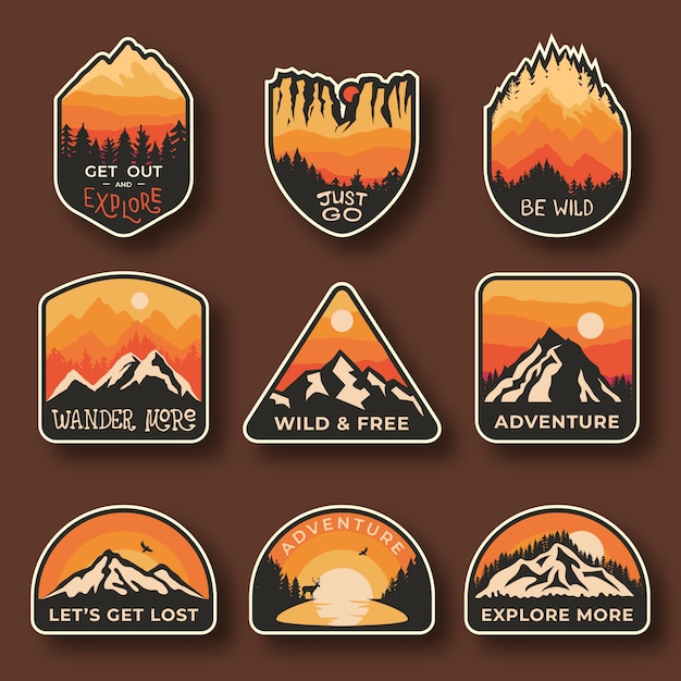 Camping outdoor adventure emblems