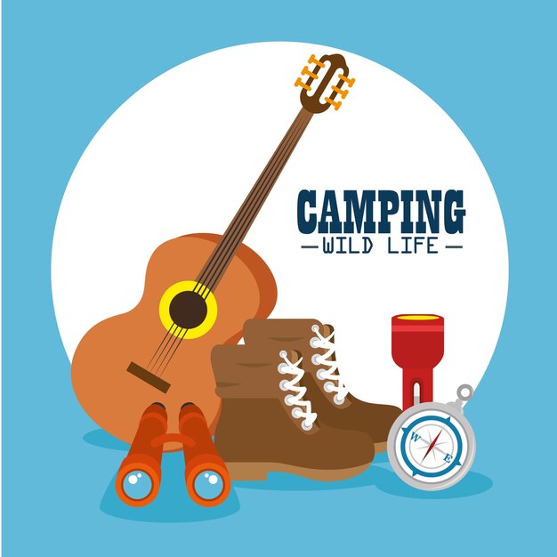 Camping logo avventura all'aperto