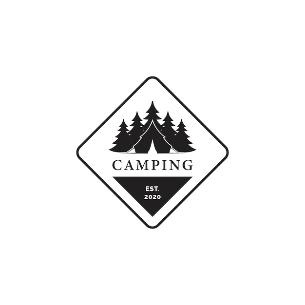 Camping outdoor adventure scouts retro logo design template