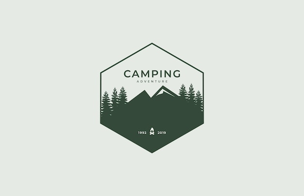Vettore elemento di design con loghi vintage per campeggio e avventure all'aria aperta