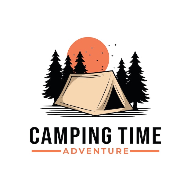 camping outdoor avontuur sjabloon. tentenkamp vectorillustratie.