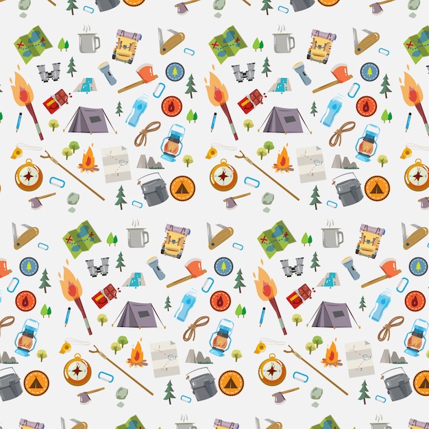 Vector camping pattern set