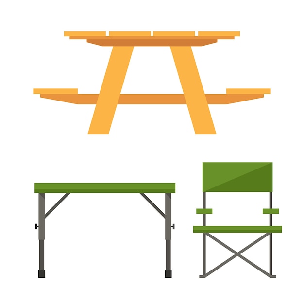 Vector camping and picnic table