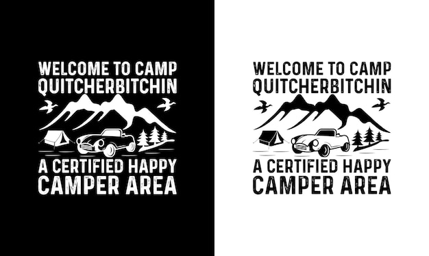 キャンプの引用 T シャツのデザイン、タイポグラフィ