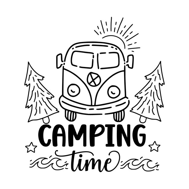 Vector camping quotes summer lettering text camping hiking adventure letterings quotes
