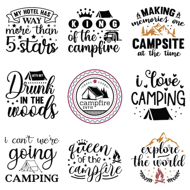 Camping Quotes SVG-bundel