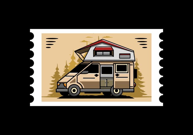 Camping on roof car illustration design