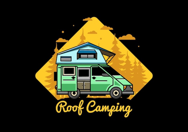 Camping on roof car illustration design