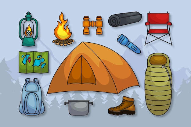 Vector camping set