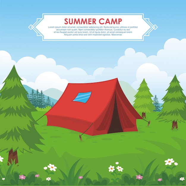 Camping site landscape illustration