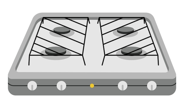 ベクトル キャンプストーブ漫画アイコン漫画ガスキャンプバーナーポータブル屋内炊飯器屋外炉熱炎でのピクニック調理用プロパンホブブタン火の旅