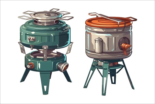 Camping stove Isolated on background Cartoon vector illustration